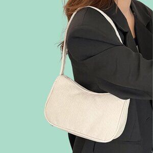 Corduroy Cream Shoulder Bag – Minimalist Chic Everyday Purse